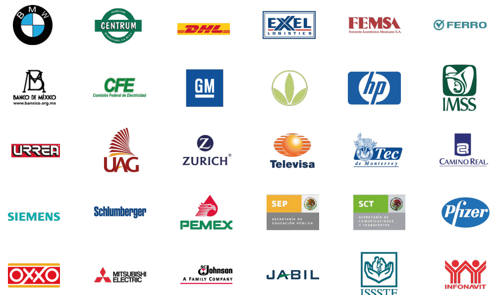 Logos de empresas clientes de CAPACITARIA® - AFS Agencia Aduanal, Autotransportes Tresguerras, SIASA y más
